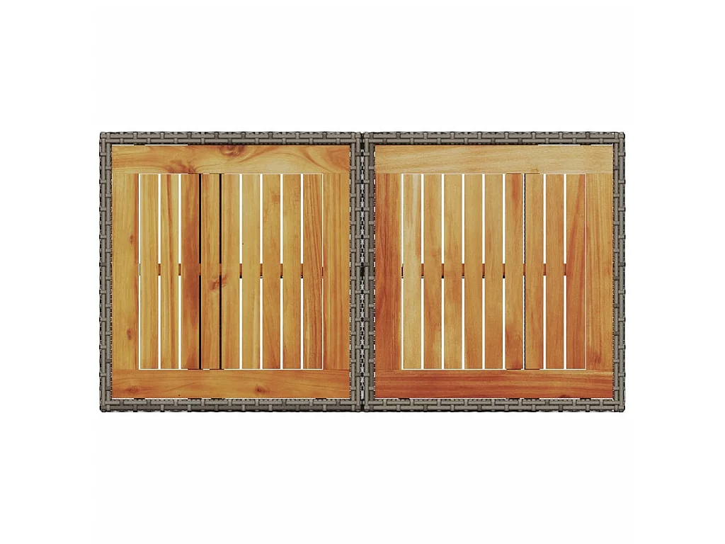 Table de jardin gris 100x55x73 cm résine tressée et bois acacia