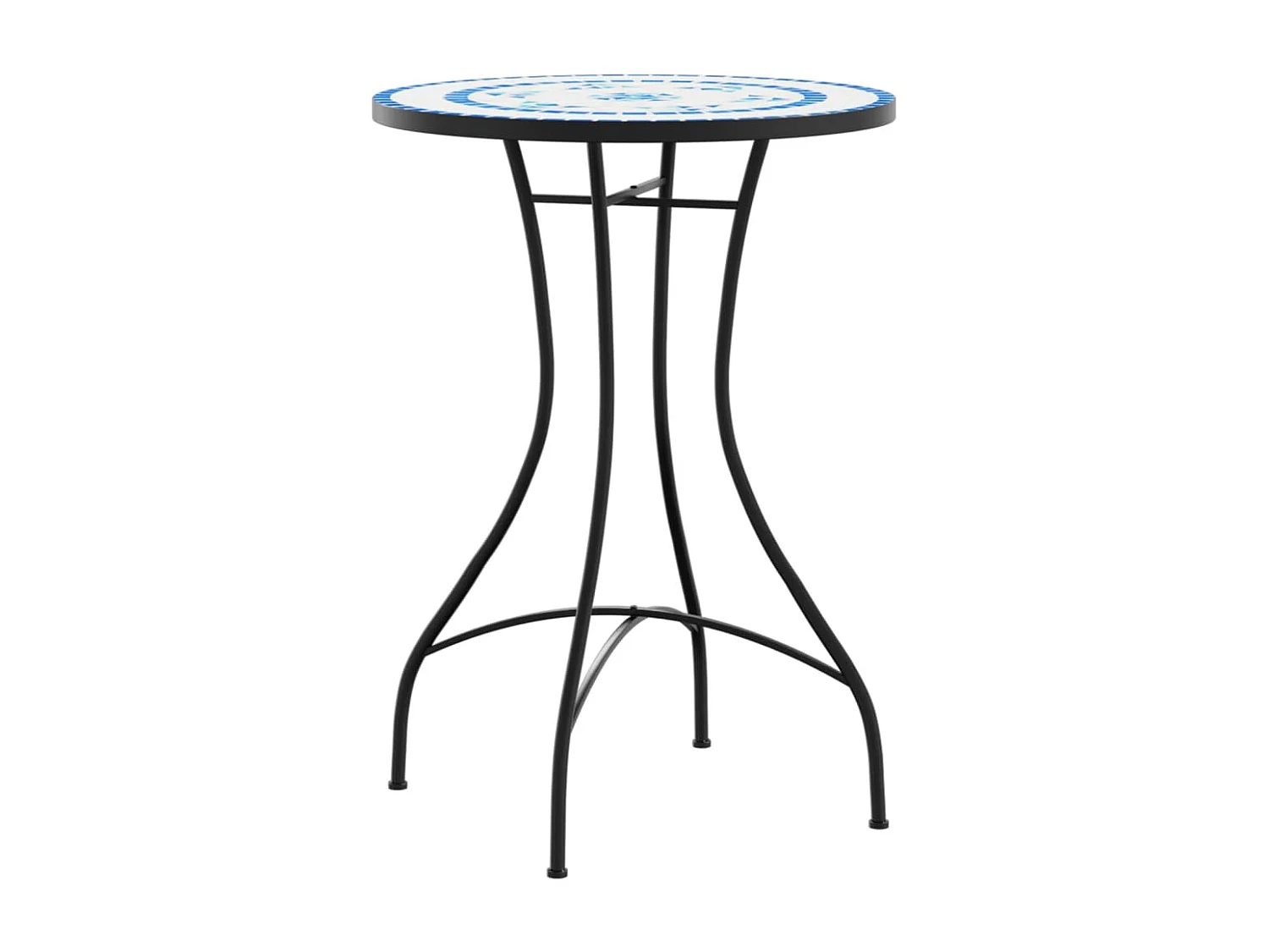 Mesa de bistró de mosaico cerámica azul y blanco Ø50x70 cm