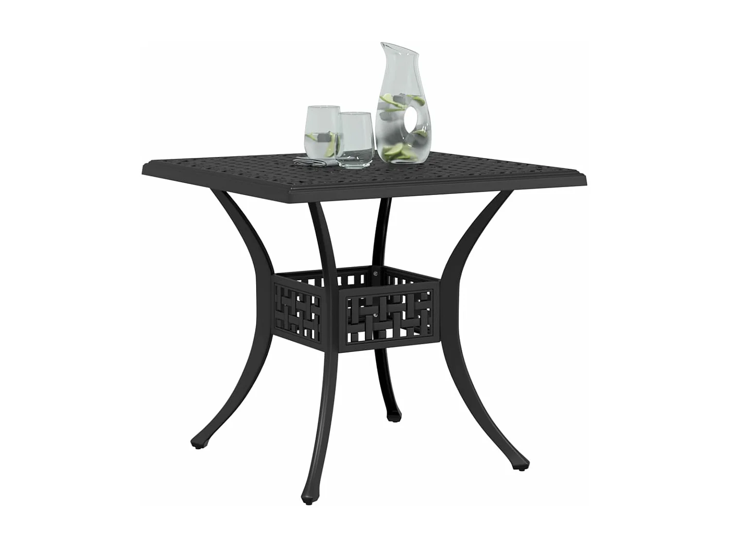 Tavolo da Giardino Nero 80x80x75 cm in Alluminio Pressofuso