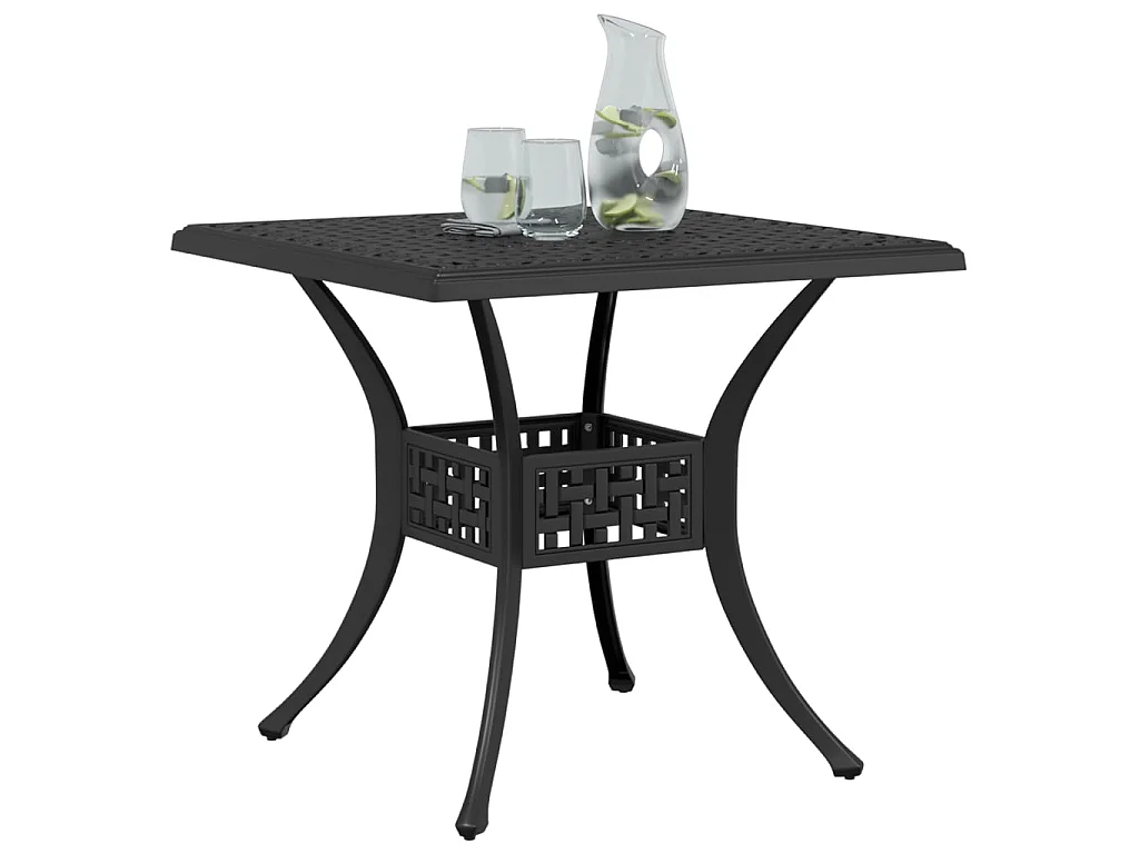 Table de jardin noir 80x80x75 cm aluminium coulé