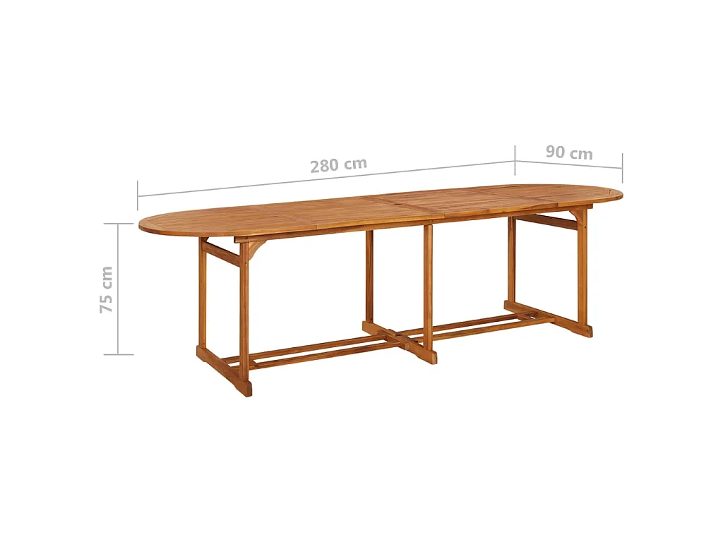 Table à dîner de jardin 280x90x75 cm Bois d'acacia massif
