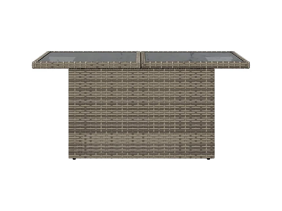 Tavolo da Giardino Piano in Vetro Grigio 100x55x73cm Polyrattan