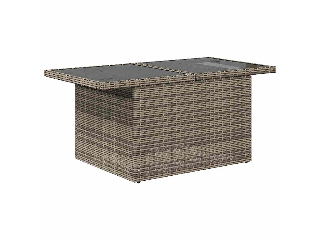 Table de jardin dessus en verre gris 100x55x73cm résine tressée