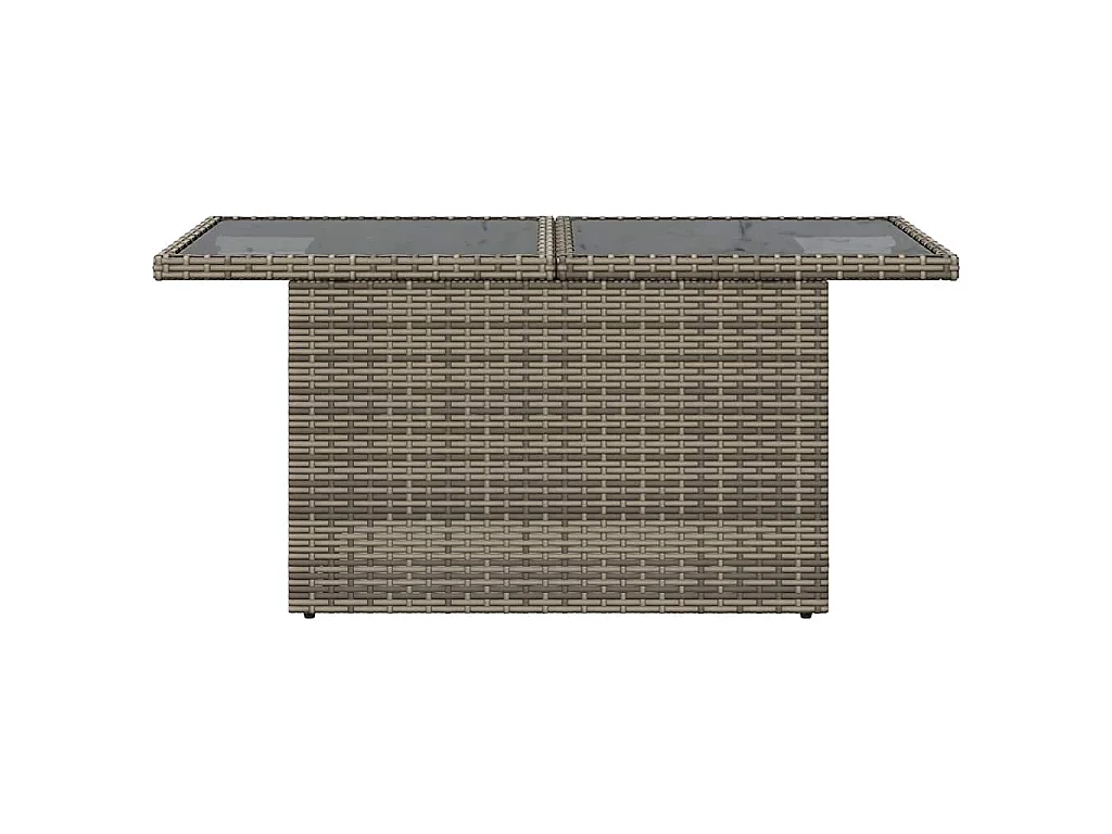 Table de jardin dessus en verre gris 100x55x73cm résine tressée