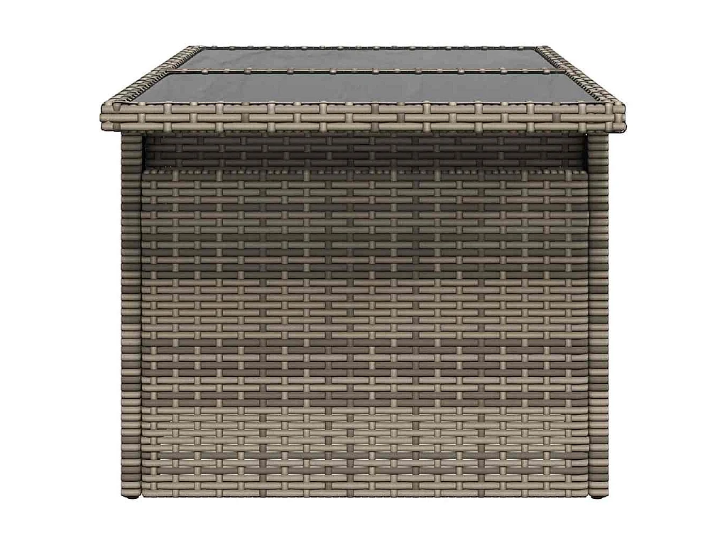 Table de jardin dessus en verre gris 100x55x73cm résine tressée