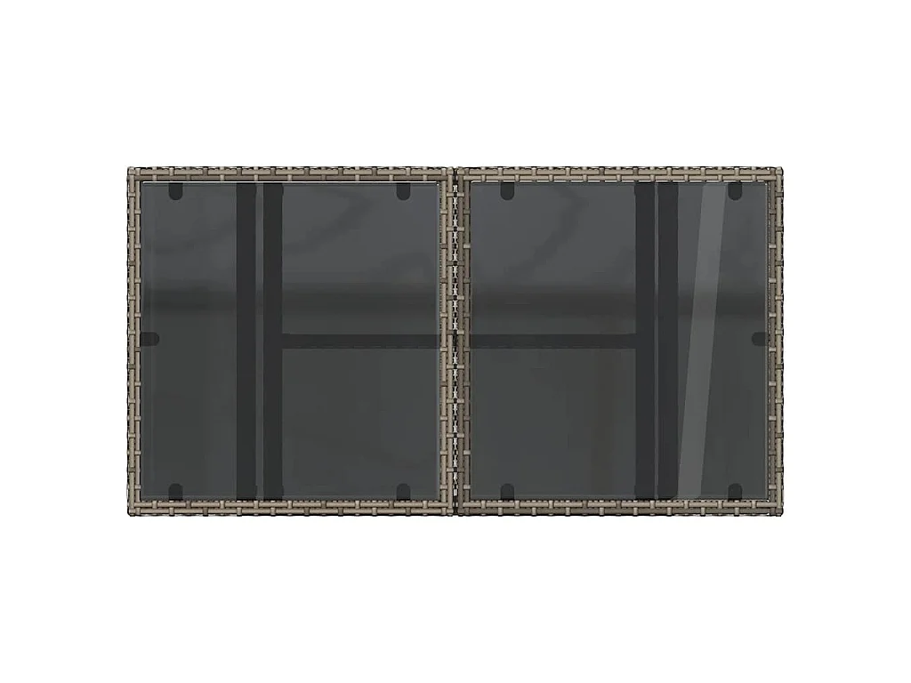 Table de jardin dessus en verre gris 100x55x73cm résine tressée