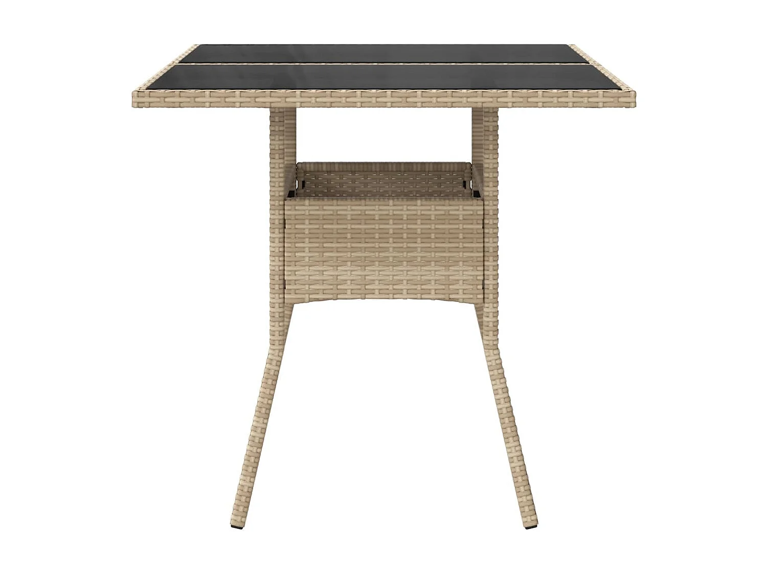 Tuintafel met glazen blad 80x80x75 cm poly rattan beige