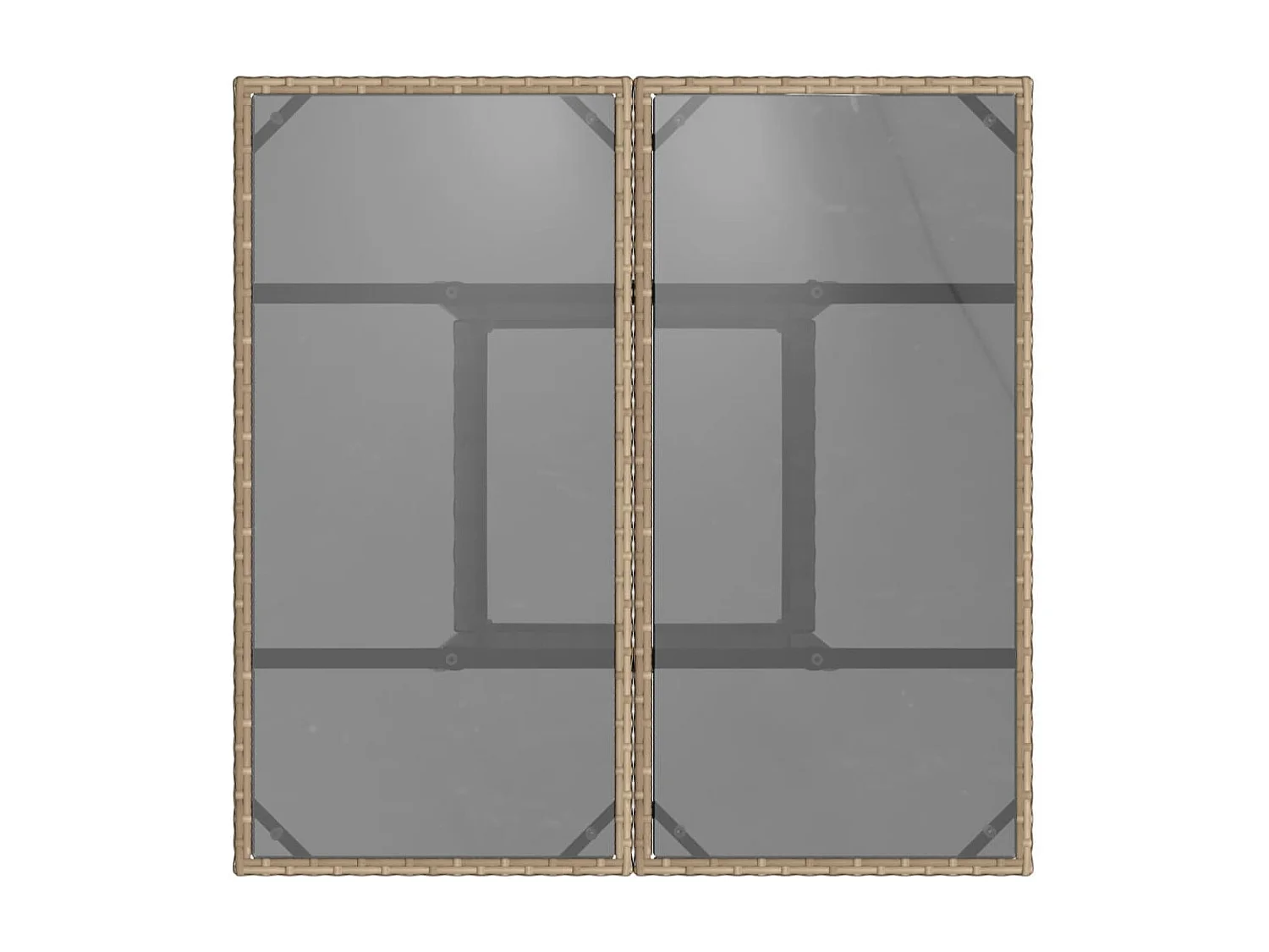 Gartentisch mit Glasplatte Beige 80x80x75 cm Poly Rattan