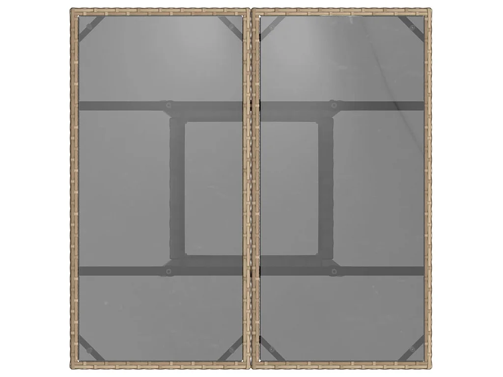 Tuintafel met glazen blad 80x80x75 cm poly rattan beige