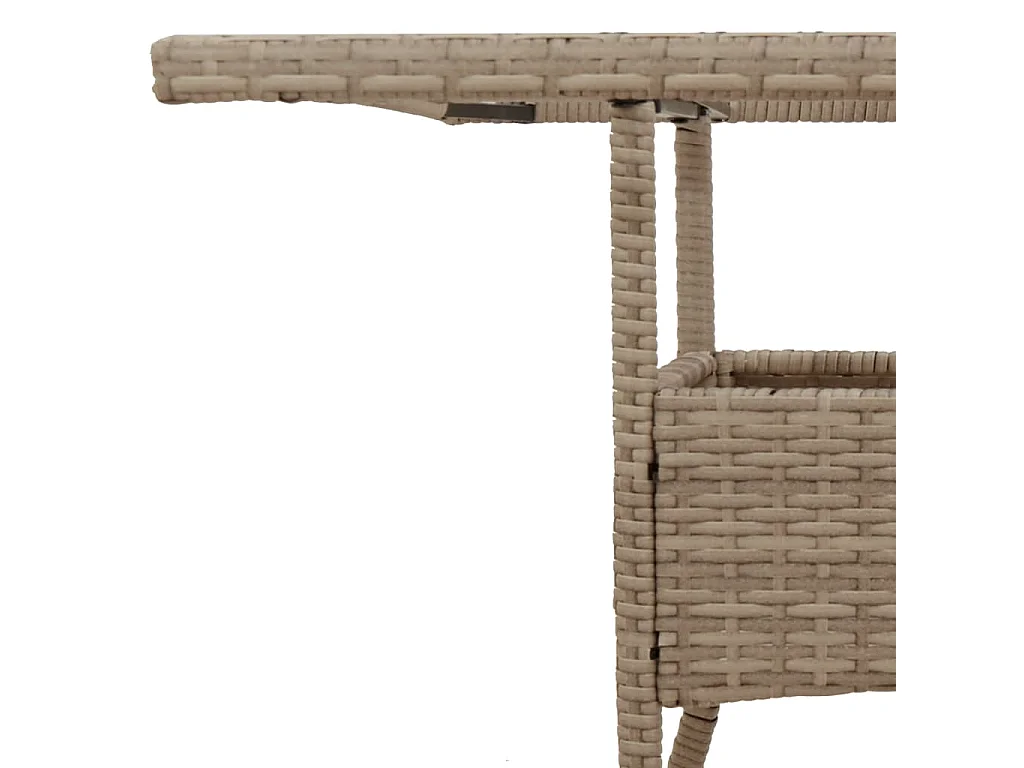 Tuintafel met glazen blad 80x80x75 cm poly rattan beige