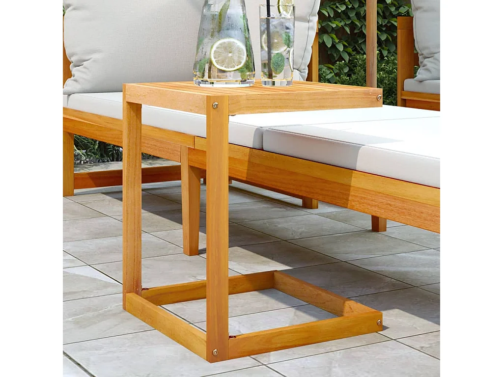 Tavolo a C 42x40x50 cm in Legno Massello di Acacia