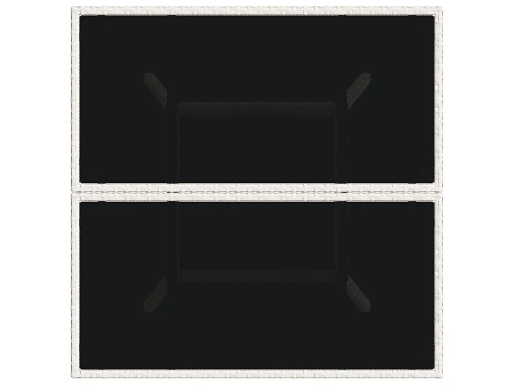 Stół ogrodowy z białym plecionym rattanem i blatem ze szkła 80x80x75cm