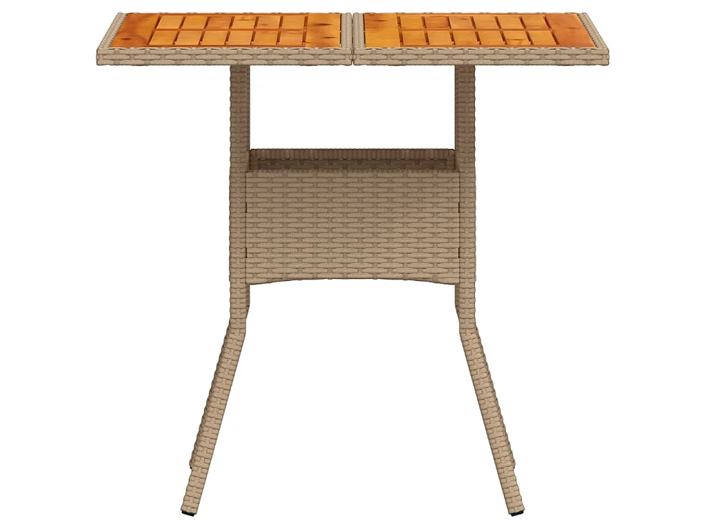 Tuintafel 80x80x75 cm poly rattan en acaciahout beige