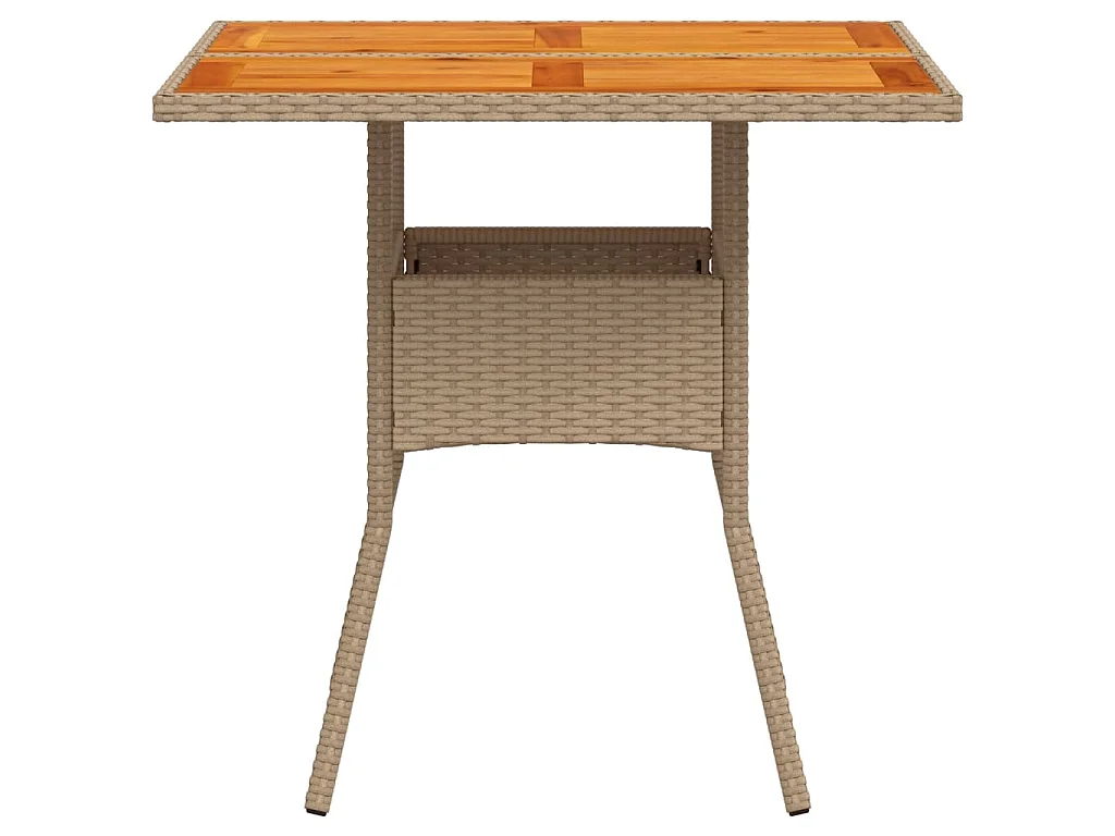 Tuintafel 80x80x75 cm poly rattan en acaciahout beige