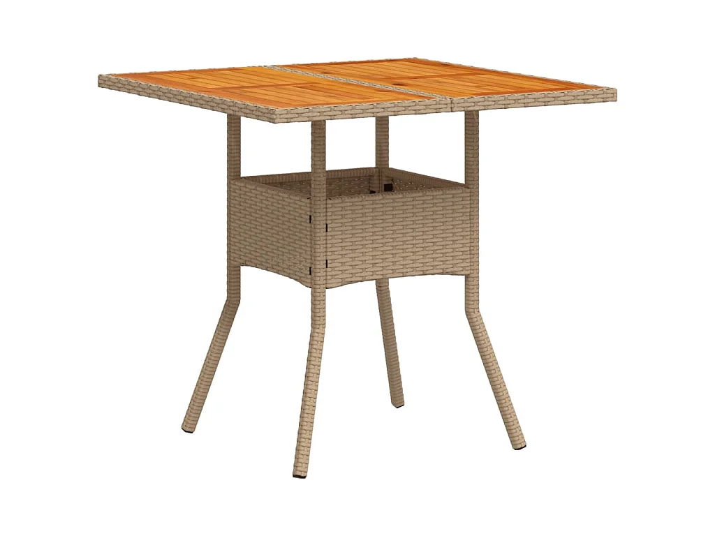 Tuintafel 80x80x75 cm poly rattan en acaciahout beige