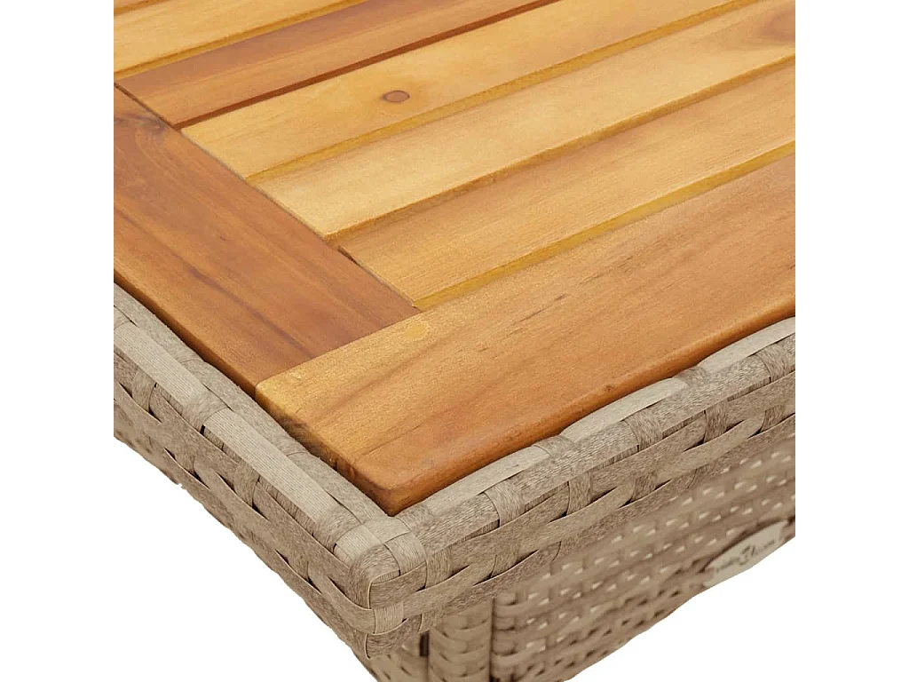 Tuintafel 80x80x75 cm poly rattan en acaciahout beige