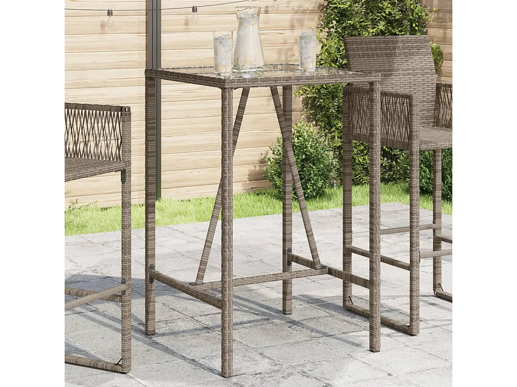 Garten-Bartisch Grau 70x70x110 cm Poly Rattan