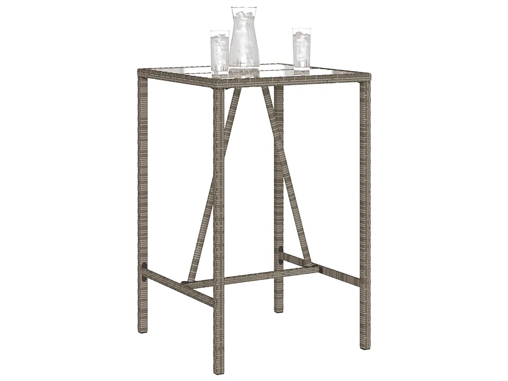 Garten-Bartisch Grau 70x70x110 cm Poly Rattan