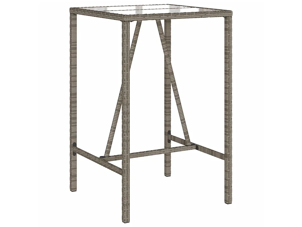 Garten-Bartisch Grau 70x70x110 cm Poly Rattan
