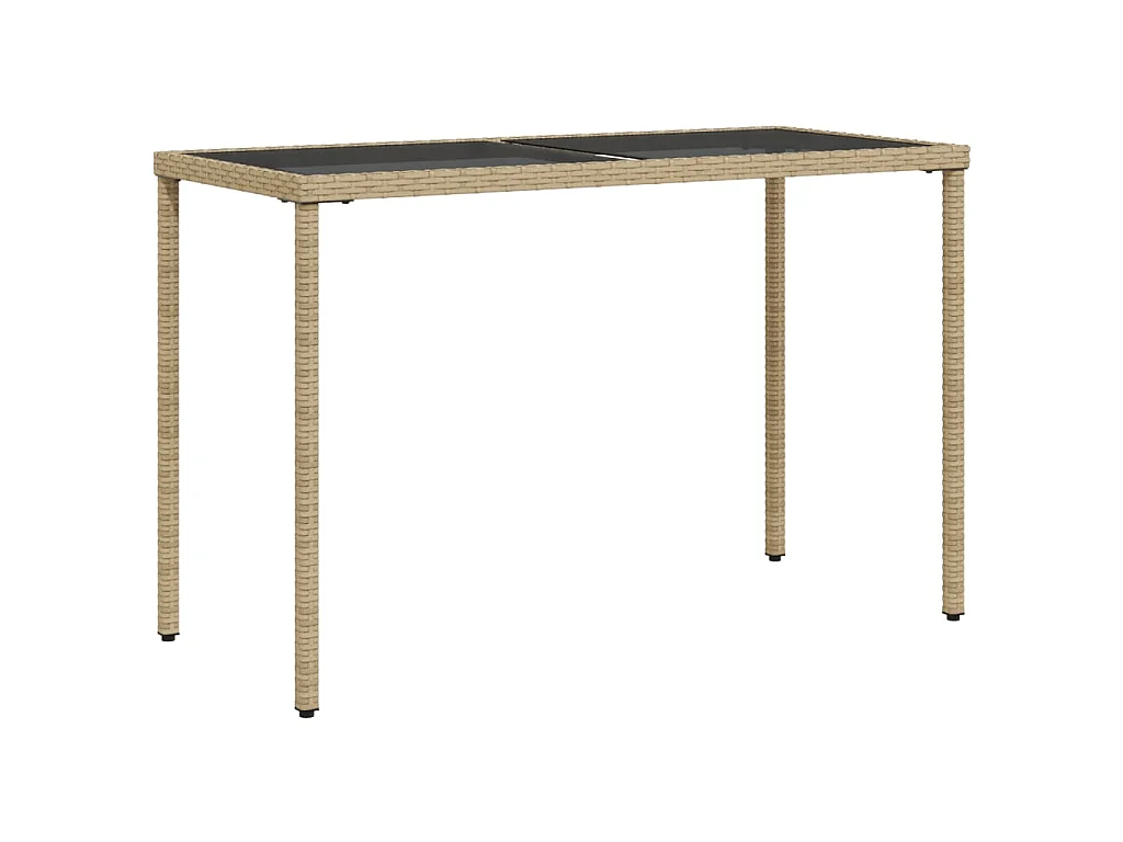 Gartentisch mit Glasplatte Beige 115x54x74 cm Poly Rattan