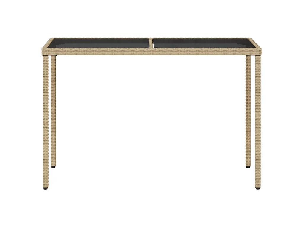 Gartentisch mit Glasplatte Beige 115x54x74 cm Poly Rattan