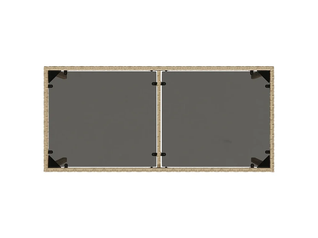 Gartentisch mit Glasplatte Beige 115x54x74 cm Poly Rattan