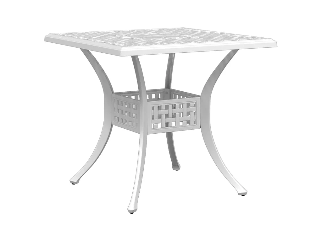 Tavolo da Giardino Bianco 80x80x75 cm in Alluminio Pressofuso