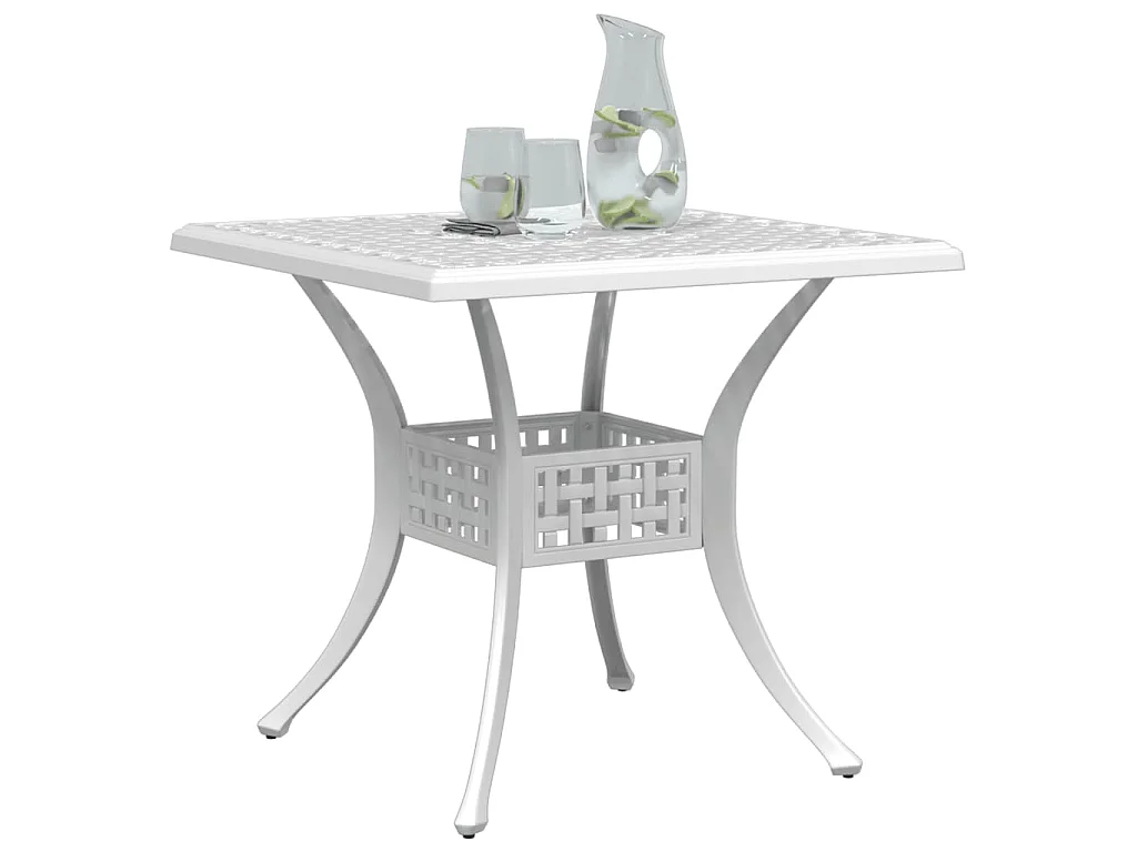 Tavolo da Giardino Bianco 80x80x75 cm in Alluminio Pressofuso