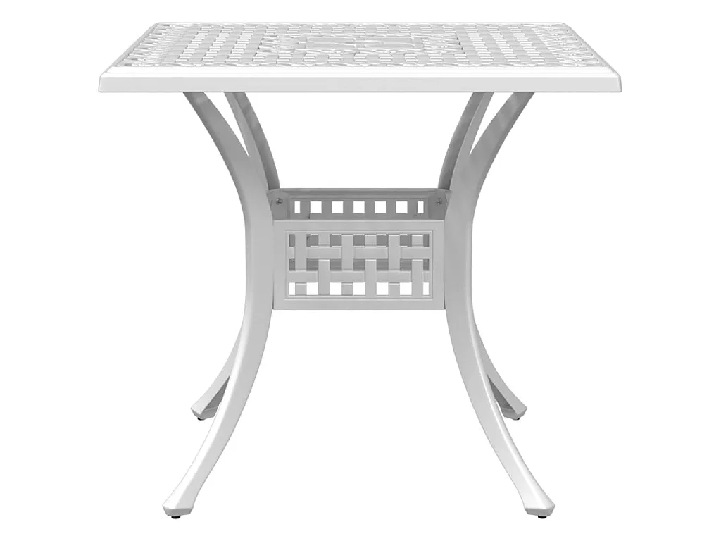 Tavolo da Giardino Bianco 80x80x75 cm in Alluminio Pressofuso