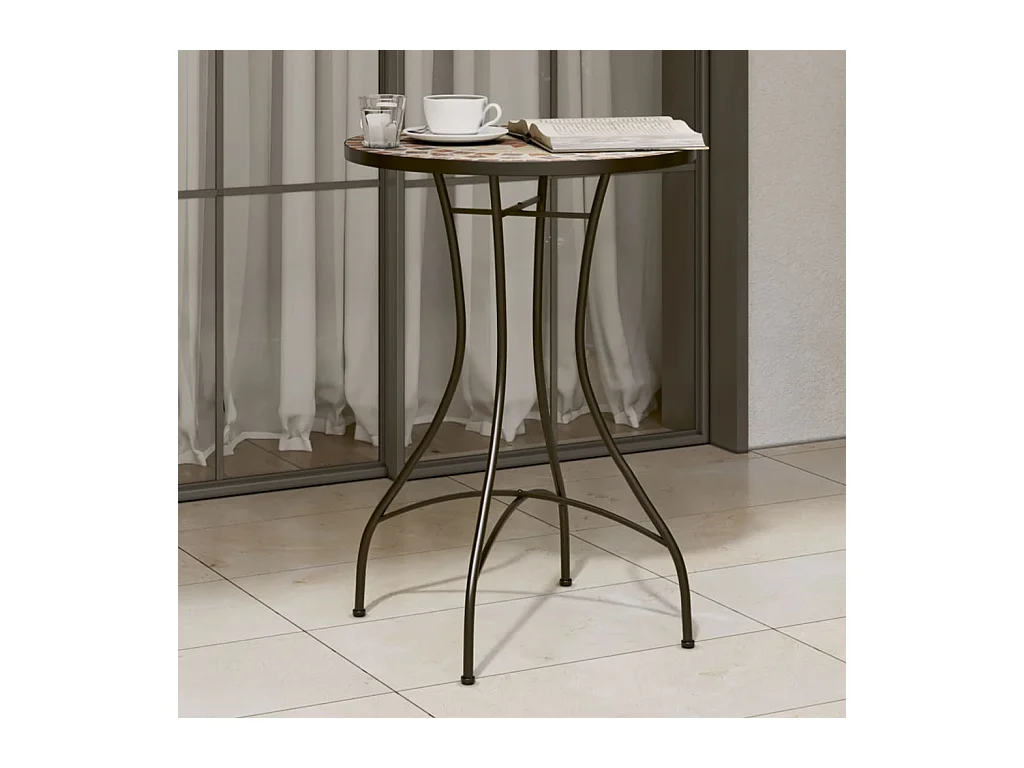 Table de bistro mosaïque terre cuite blanc Ø50x70 cm céramique
