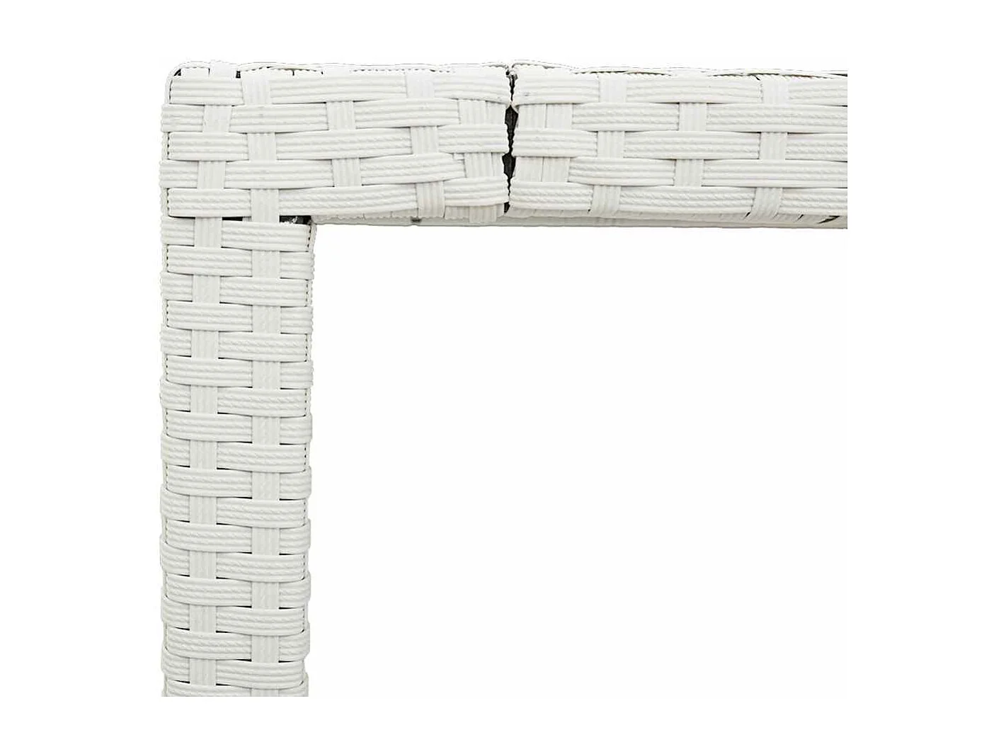 Table de jardin avec dessus en verre blanc résine tressée