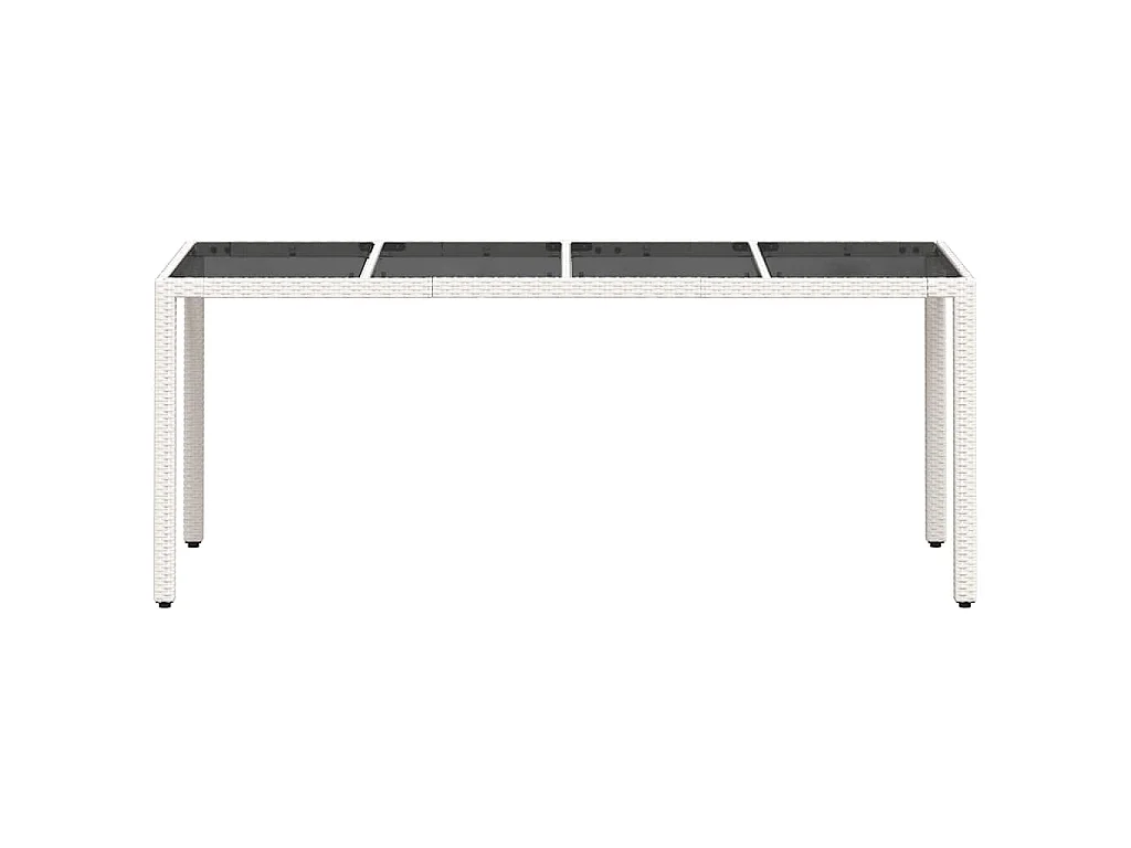 Gartentisch mit Glasplatte Weiß 190x90x75 cm Poly Rattan