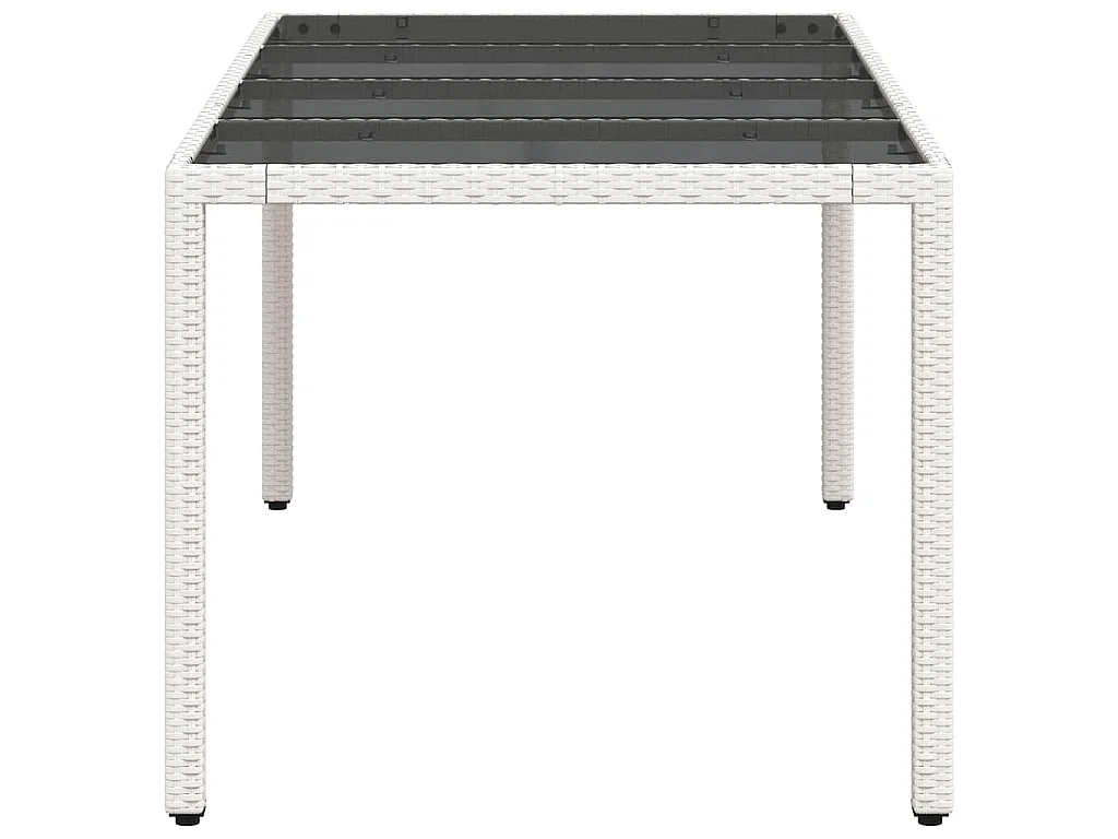 Gartentisch mit Glasplatte Weiß 190x90x75 cm Poly Rattan