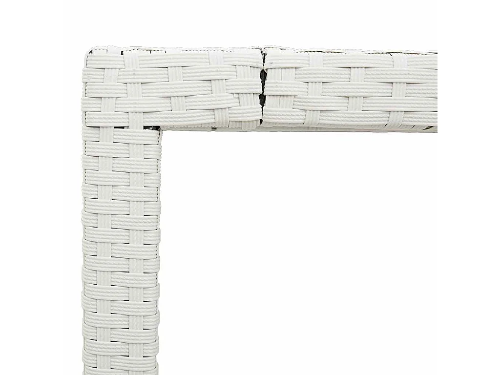 Gartentisch mit Glasplatte Weiß 190x90x75 cm Poly Rattan