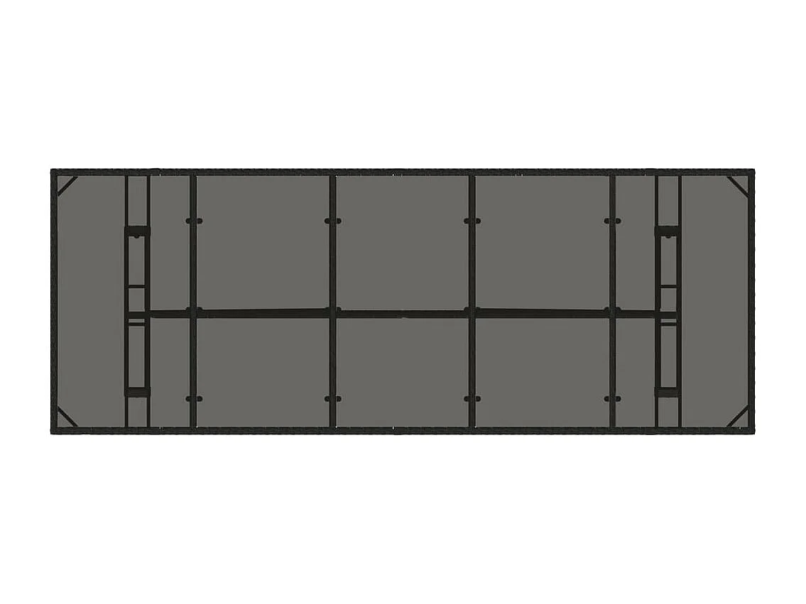 Table de jardin dessus en verre noir 240x90x75cm résine tressée
