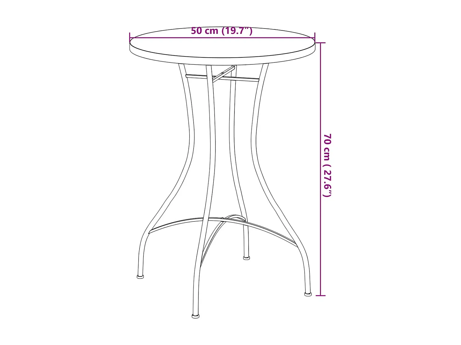Table de bistro mosaïque terre cuite blanc Ø50x70 cm céramique