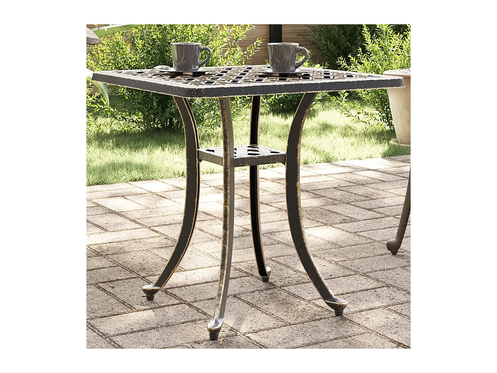 Table de jardin bronze 53x53x53 cm aluminium coulé