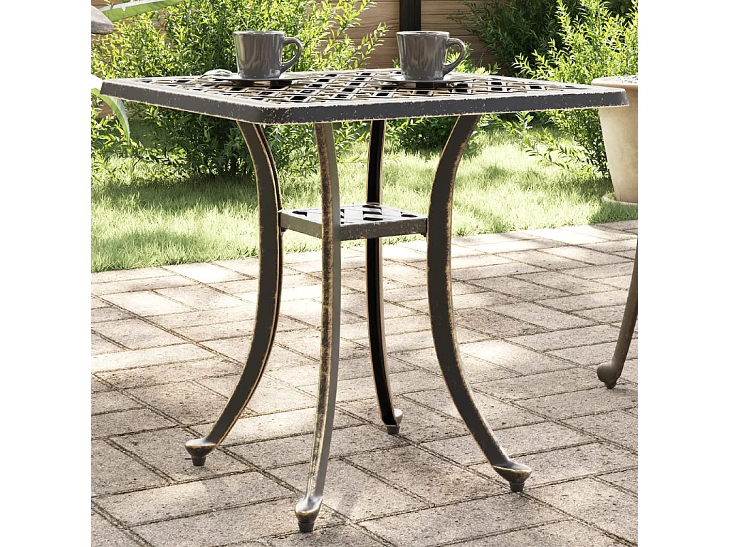 Table de jardin bronze 53x53x53 cm aluminium coulé
