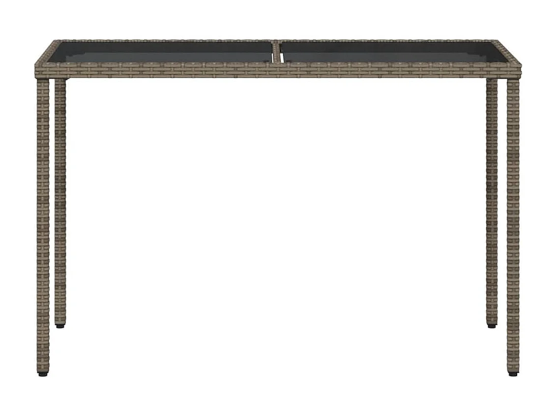 Gartentisch mit Glasplatte Grau 115x54x74 cm Poly Rattan