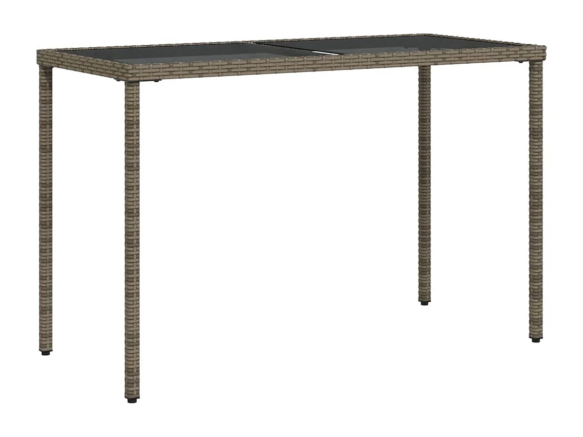 Tavolo da Giardino Piano in Vetro Grigio 115x54x74cm Polyrattan