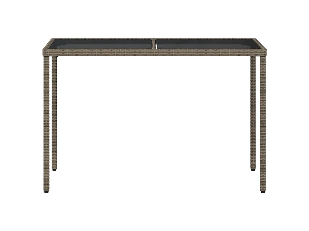 Tavolo da Giardino Piano in Vetro Grigio 115x54x74cm Polyrattan