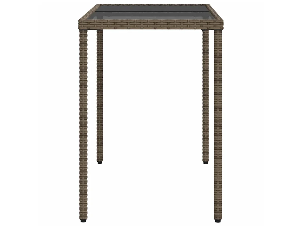 Tavolo da Giardino Piano in Vetro Grigio 115x54x74cm Polyrattan