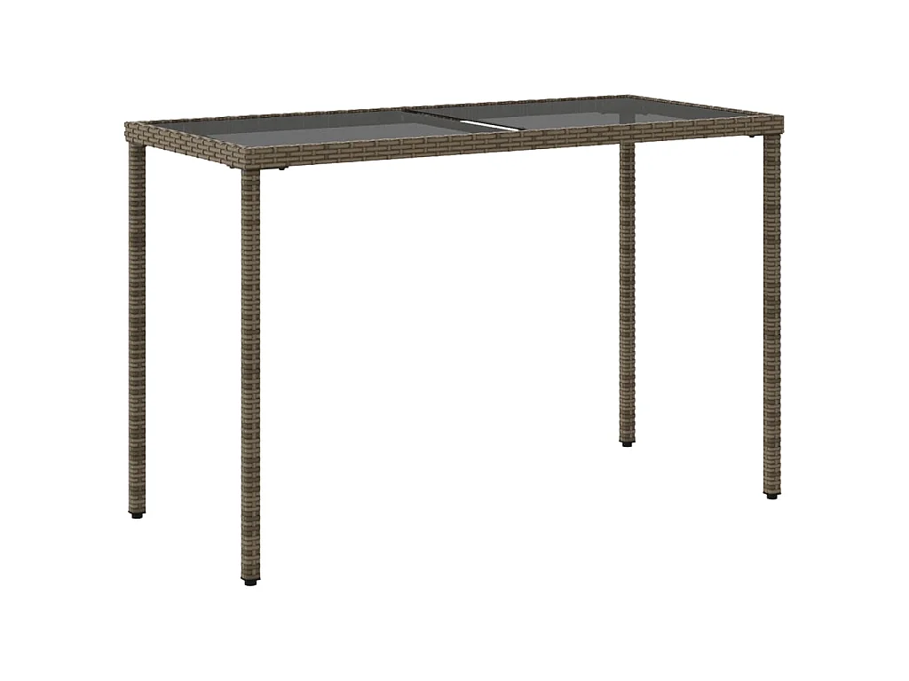 Tavolo da Giardino Piano in Vetro Grigio 115x54x74cm Polyrattan