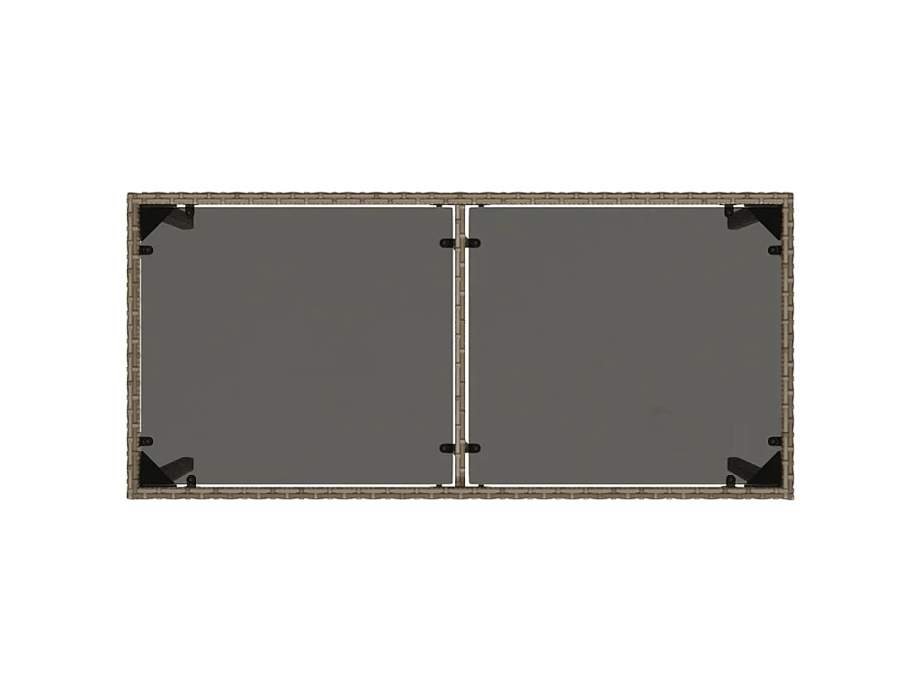 Tavolo da Giardino Piano in Vetro Grigio 115x54x74cm Polyrattan