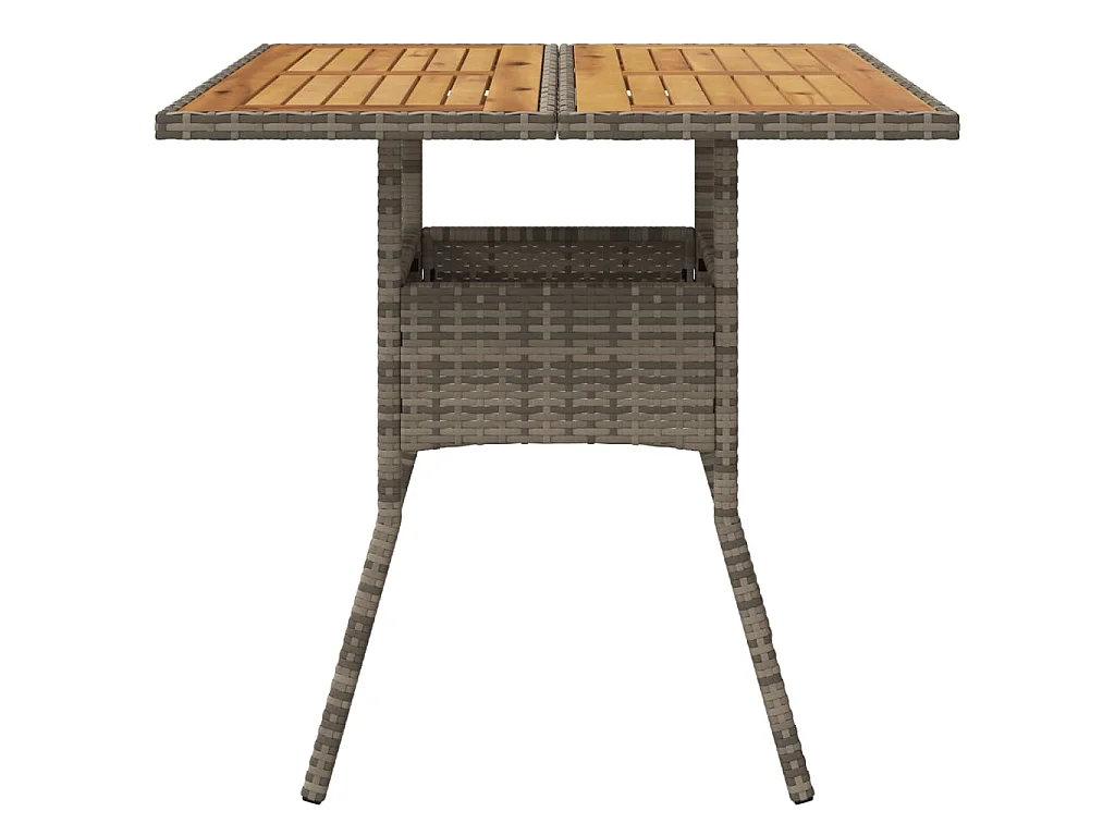 Tuintafel met acaciahouten blad 80x80x75 cm poly rattan grijs