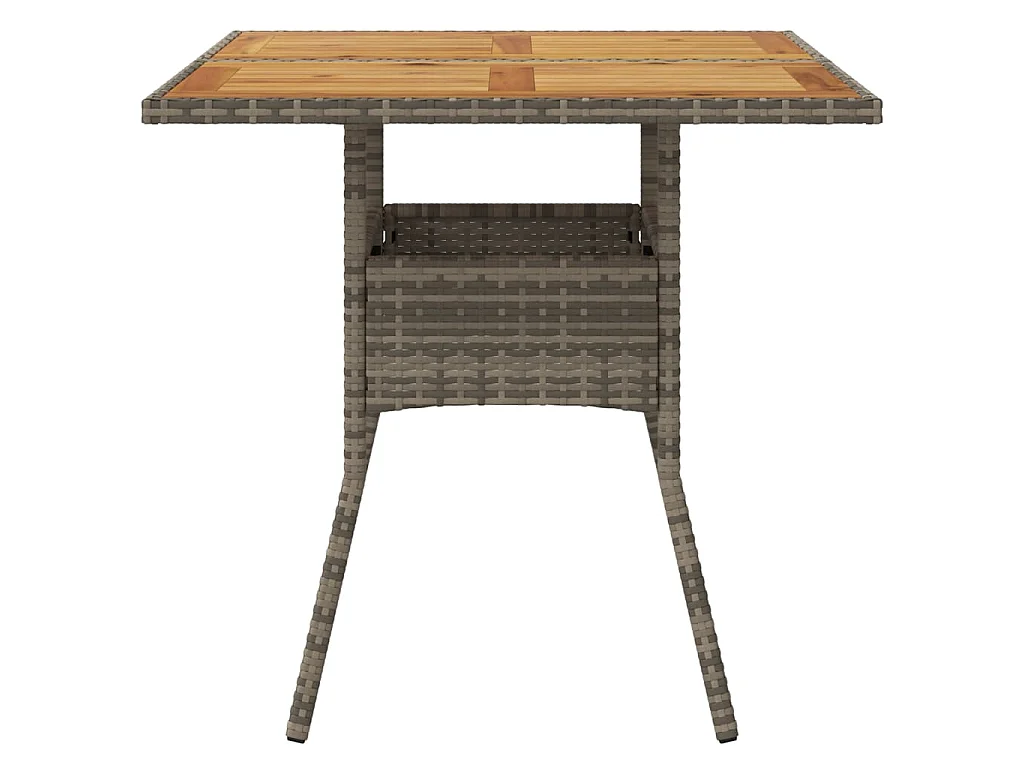 Tuintafel met acaciahouten blad 80x80x75 cm poly rattan grijs