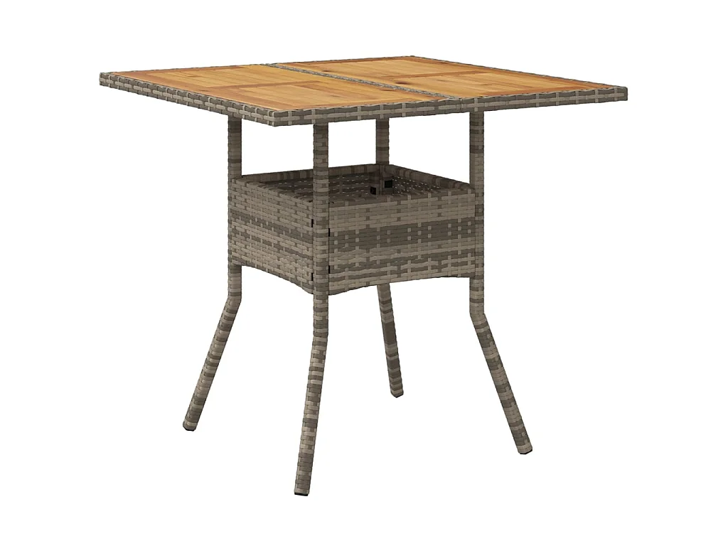 Tuintafel met acaciahouten blad 80x80x75 cm poly rattan grijs