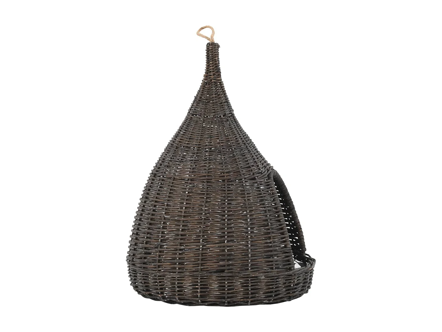 Kattenhuis met kussen tipi 40x60 cm natuurlijk wilgen grijs