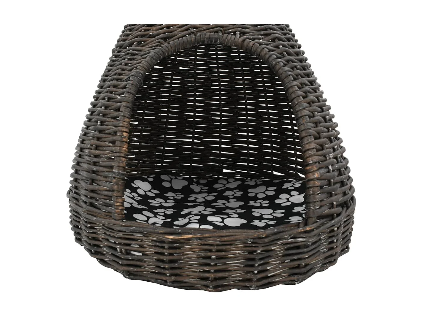 Kattenhuis met kussen tipi 40x60 cm natuurlijk wilgen grijs