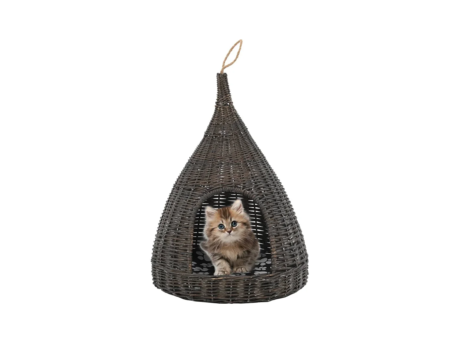 Panier pour chats avec coussin Gris 40x60 cm Saule naturel